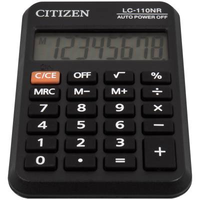 КанцРЦ Калькулятор карманный Citizen LC-110NR, 8 разр., питание от батарейки, 58*88*11мм, черный, L
